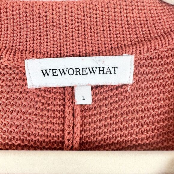 Weworewhat Knit Boxy Romper Size Large Long Sleeve Half Button Clay Collared - Picture 5 of 7